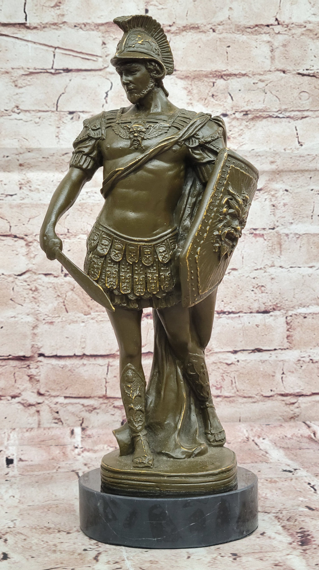 Bronze Roman Warrior Statue - Handcrafted Greek Soldier Sculpture Decor