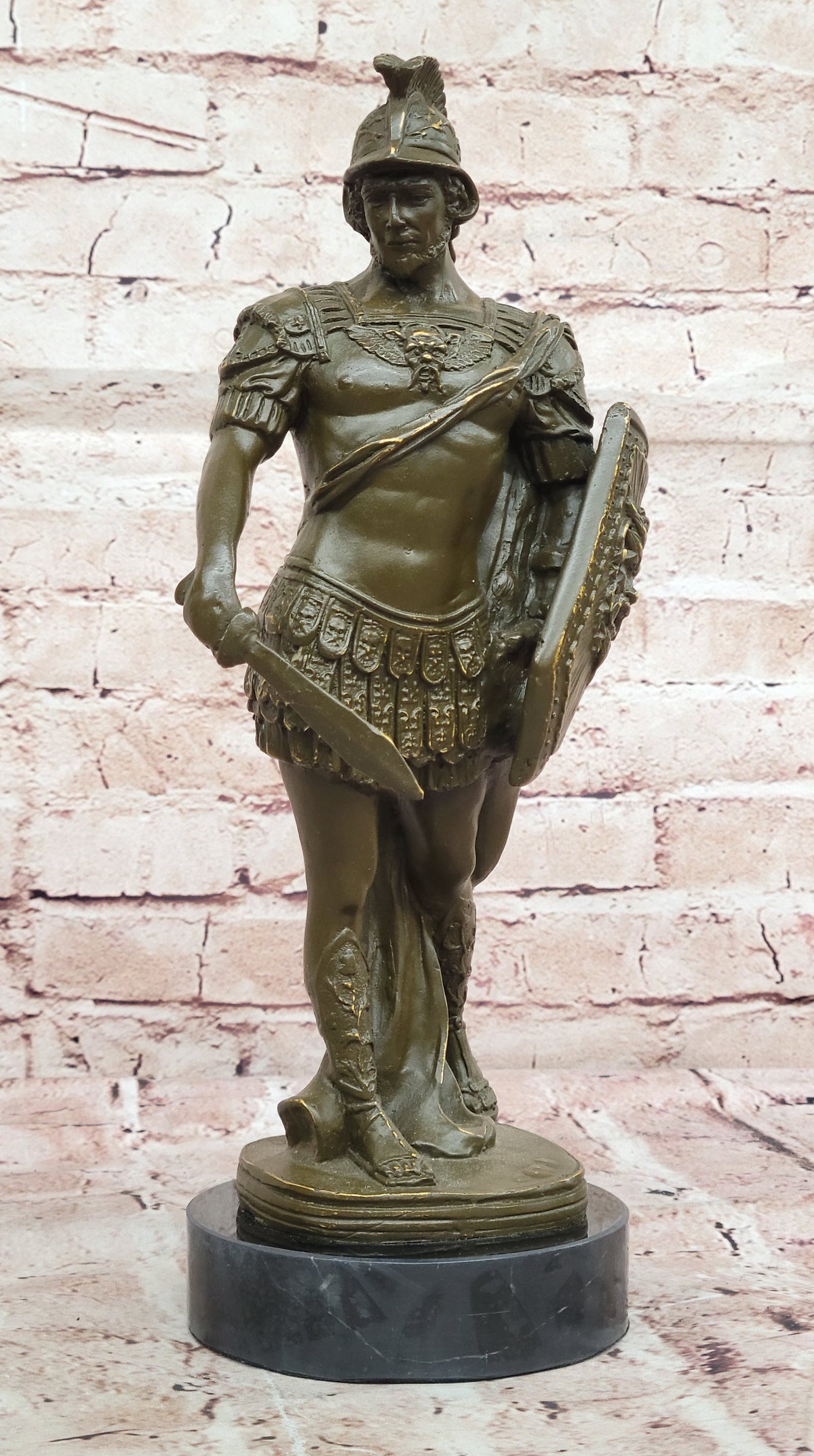 Bronze Roman Warrior Statue - Handcrafted Greek Soldier Sculpture Decor