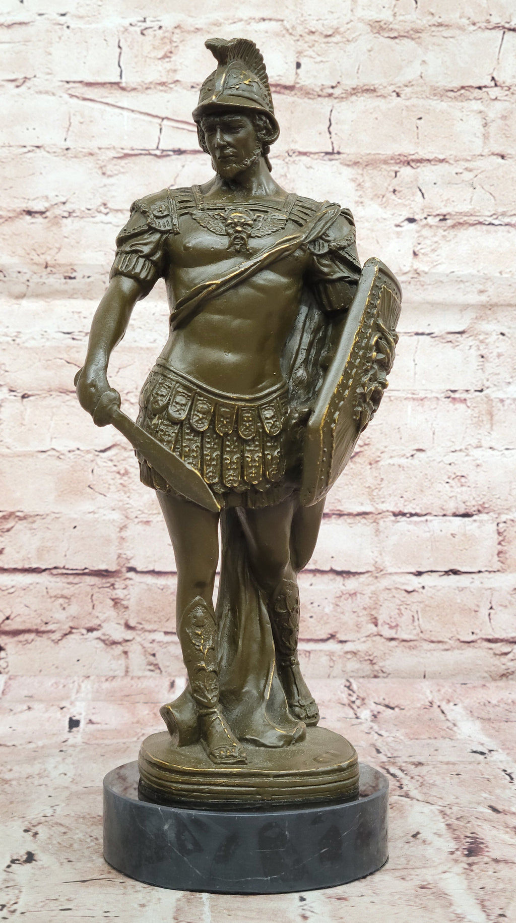 Bronze Roman Warrior Statue - Handcrafted Greek Soldier Sculpture Decor