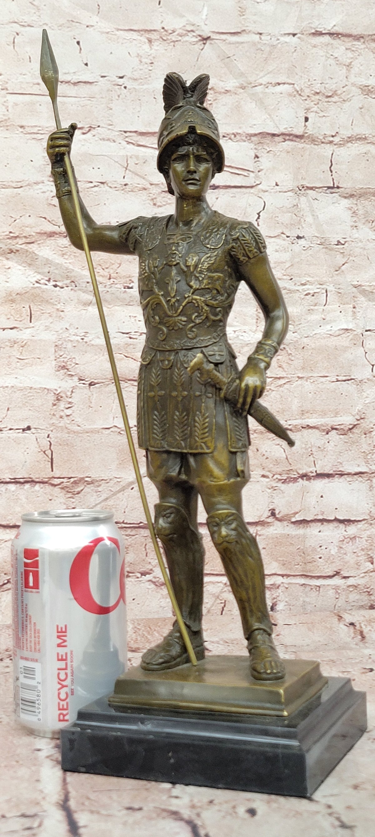 Bronze Warrior Gladiator Figurine Legion Armor Roman Decor