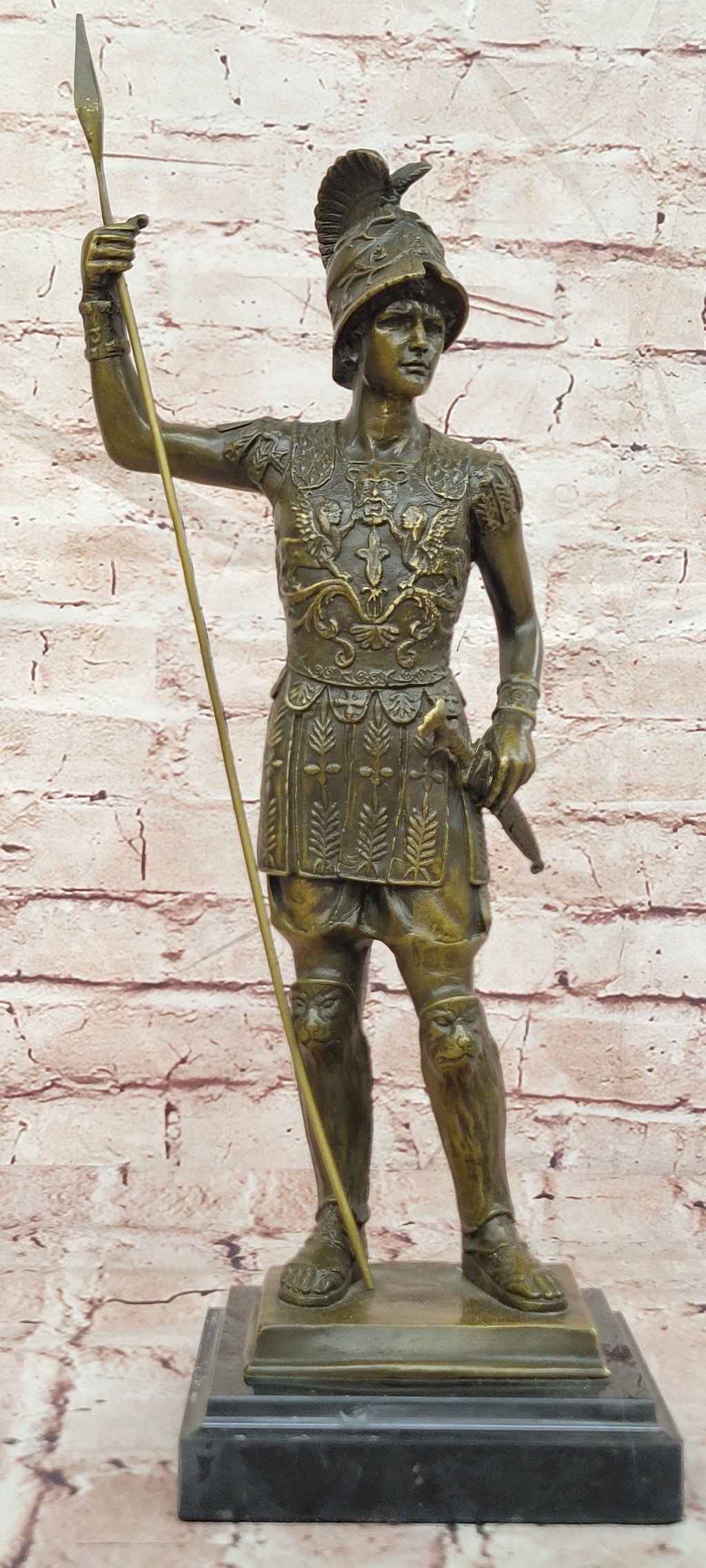 Bronze Warrior Gladiator Figurine Legion Armor Roman Decor