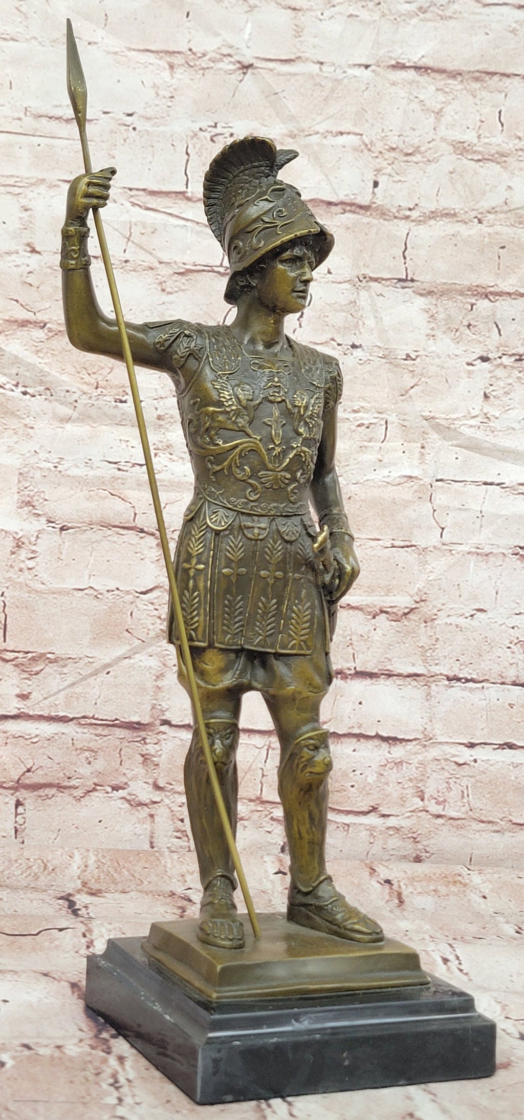 Bronze Warrior Gladiator Figurine Legion Armor Roman Decor