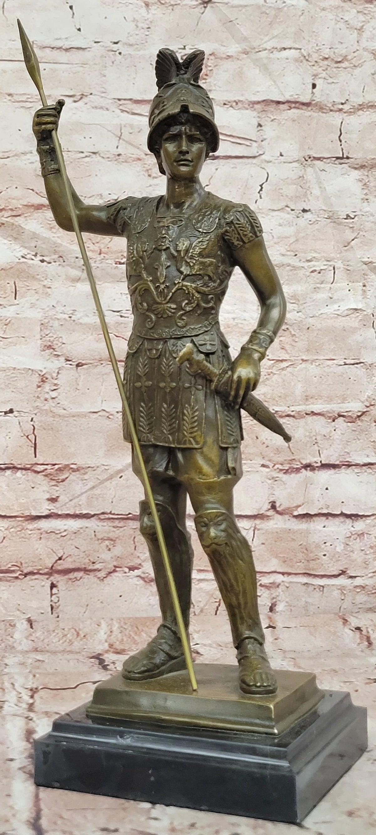 Bronze Warrior Gladiator Figurine Legion Armor Roman Decor