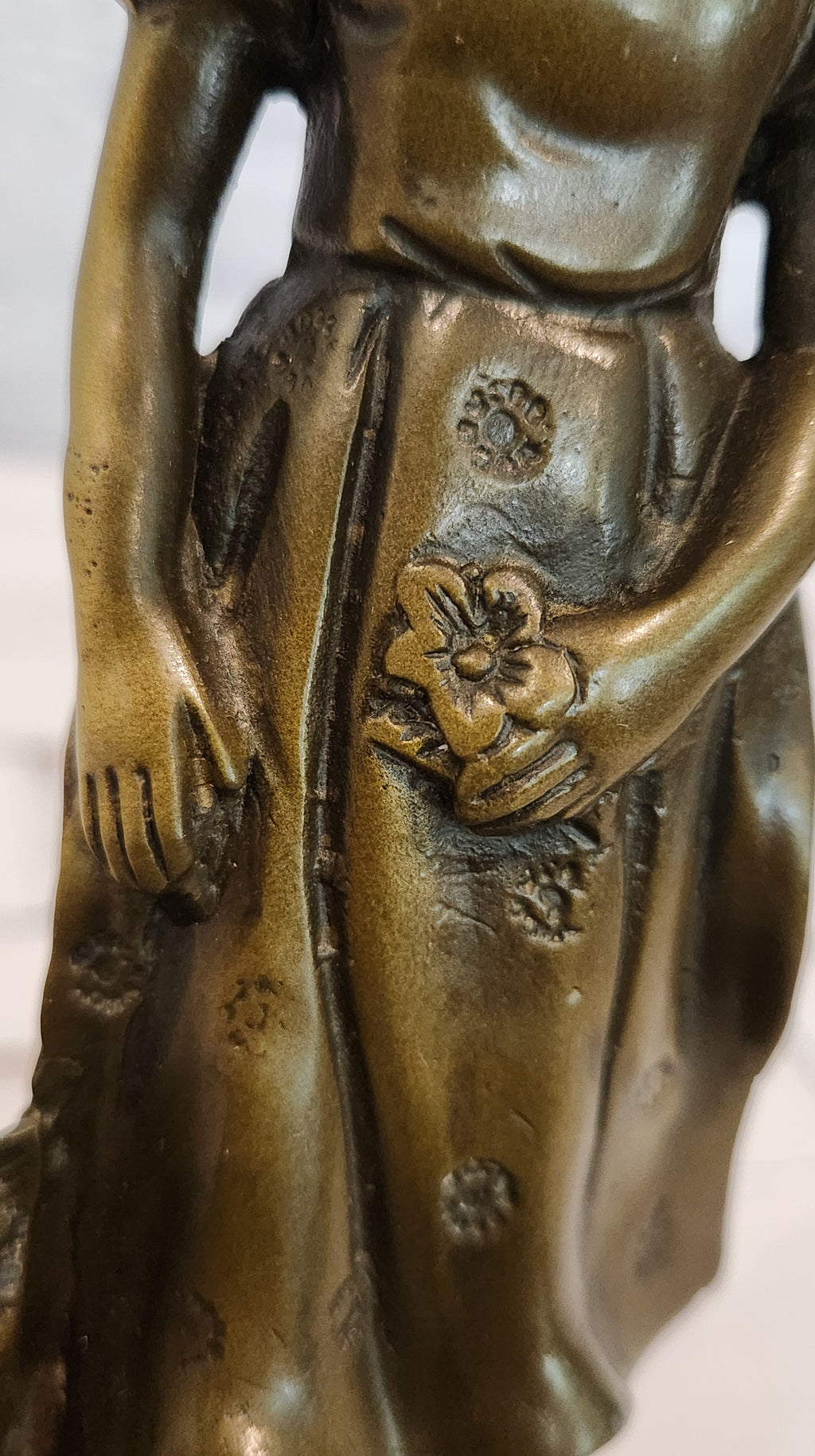 Charming Young Girl and Yorkshire Terrier Dog Bronze Statue Figurine