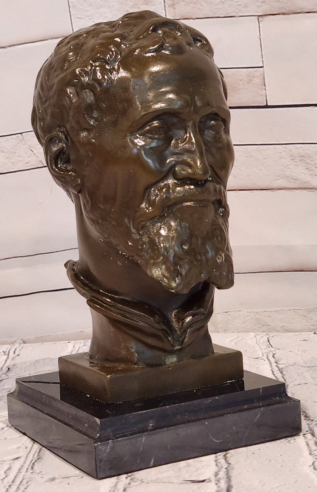 Bronze Bust Sculpture of Renaissance Artist Michelangelo
