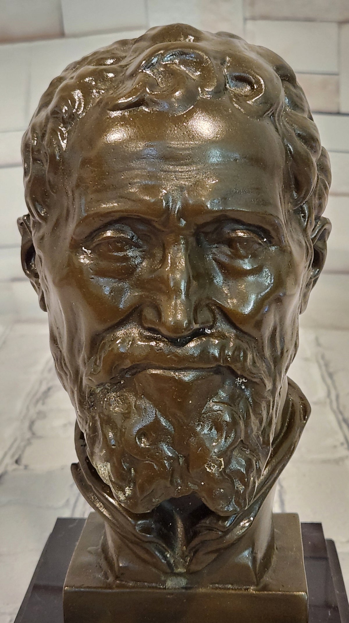 Bronze Bust Sculpture of Renaissance Artist Michelangelo