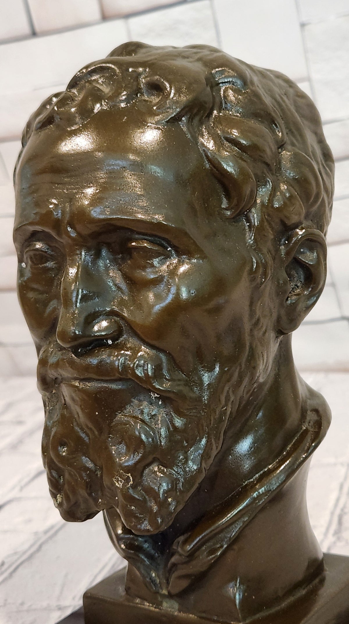 Bronze Bust Sculpture of Renaissance Artist Michelangelo