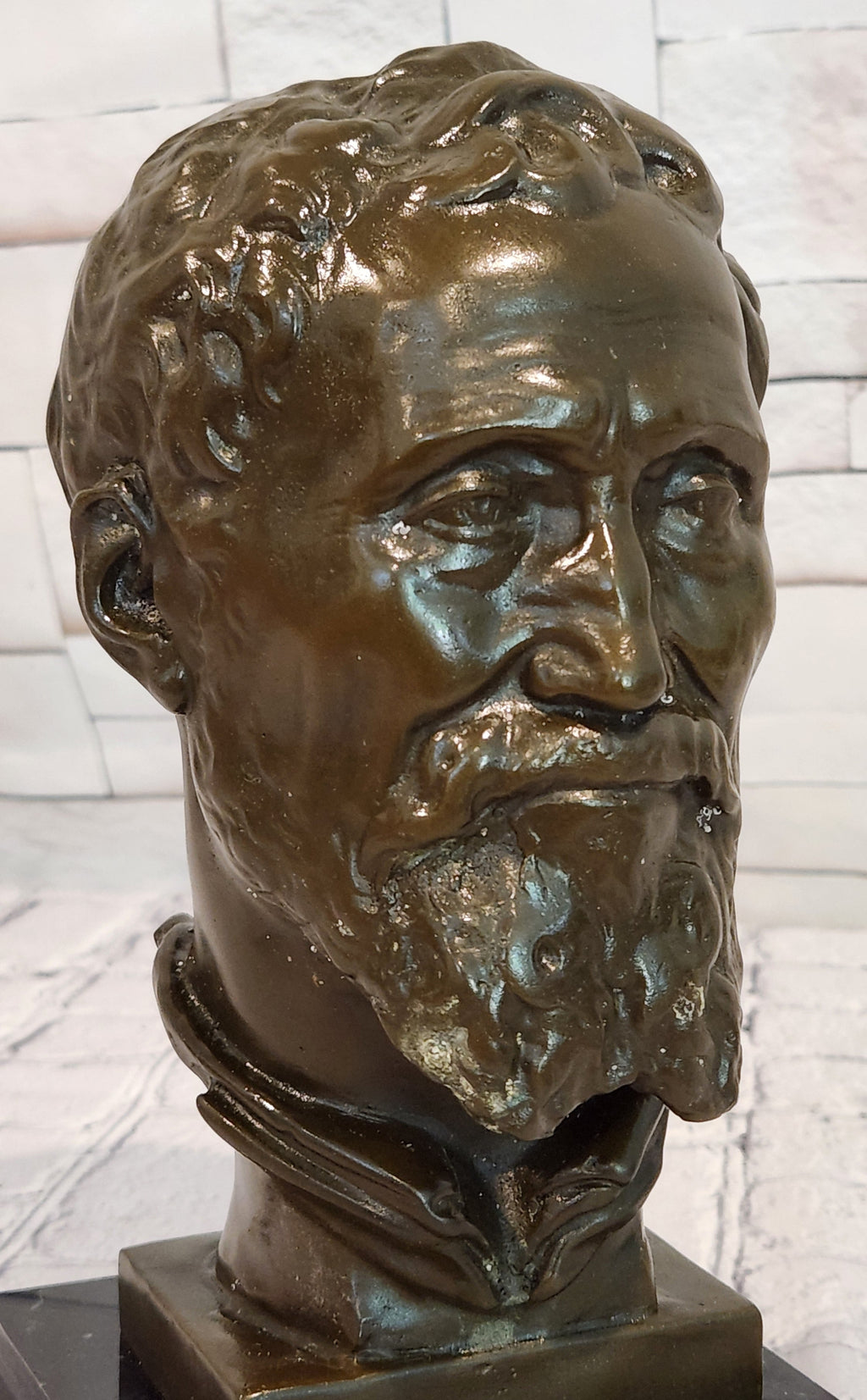 Bronze Bust Sculpture of Renaissance Artist Michelangelo