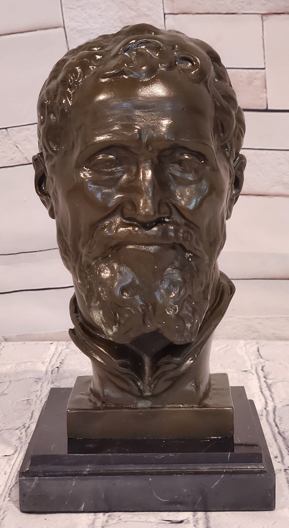 Bronze Bust Sculpture of Renaissance Artist Michelangelo