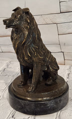 Bronze Dog Sculpture Collie Statue Realistic Animal Figure