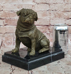 Sitting Pug Bronze Sculpture - Realistic Dog Breed Animal Art