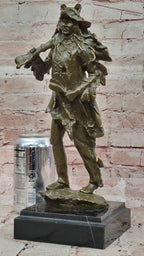 Bronze Native American Warrior Sculpture with Wolf Headdress