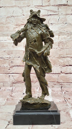 Bronze Native American Warrior Sculpture with Wolf Headdress