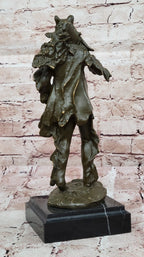 Bronze Native American Warrior Sculpture with Wolf Headdress