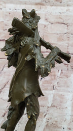 Bronze Native American Warrior Sculpture with Wolf Headdress