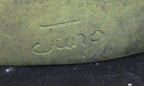 Abstract Woman with Golden Bird Bronze Sculpture on Marble Base