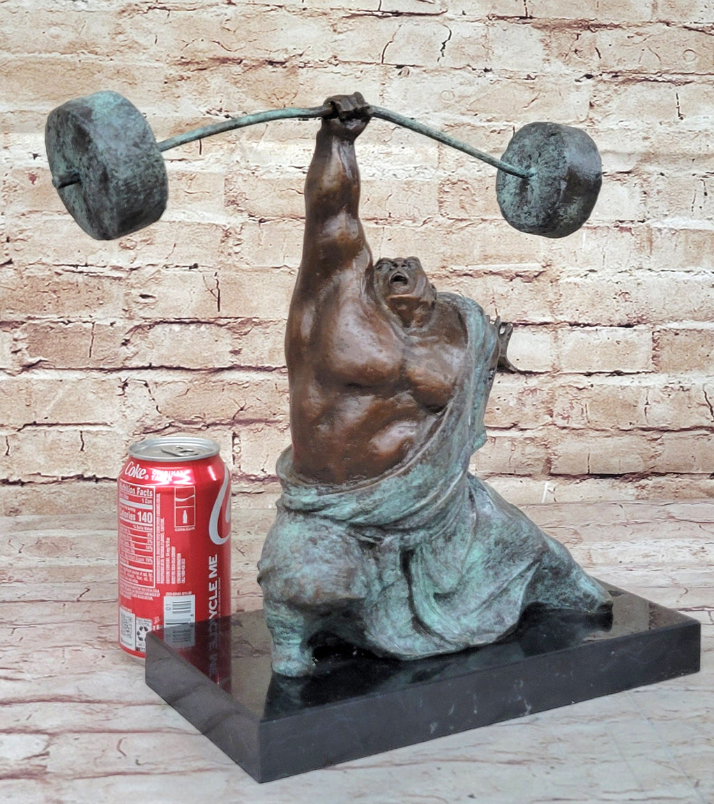 Abstract Weightlifter Powerlifter Athlete Bronze Sculpture by Milo