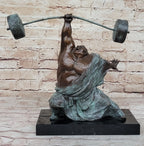 Abstract Weightlifter Powerlifter Athlete Bronze Sculpture by Milo