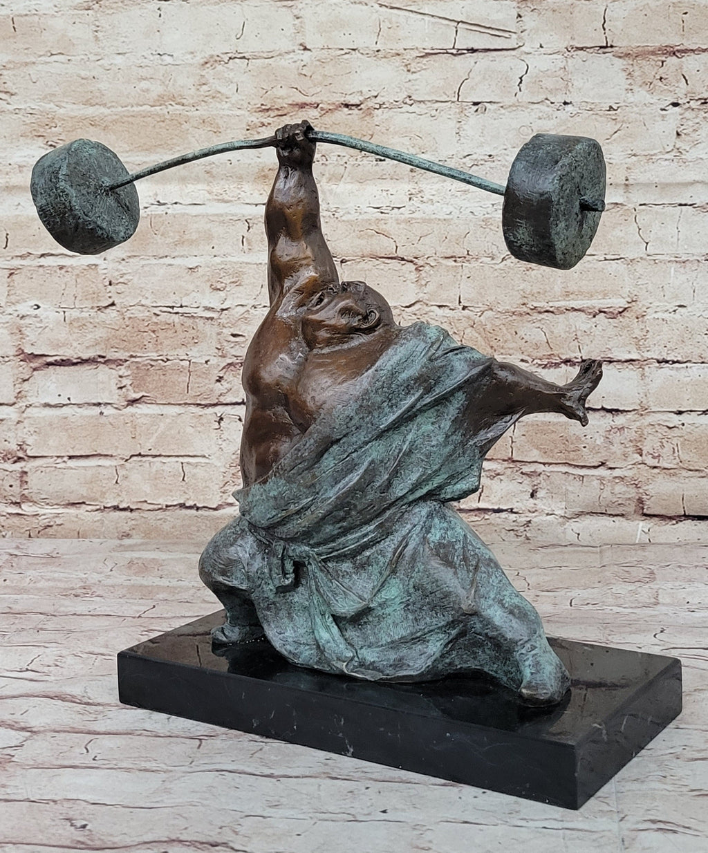 Abstract Weightlifter Powerlifter Athlete Bronze Sculpture by Milo