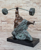 Abstract Weightlifter Powerlifter Athlete Bronze Sculpture by Milo