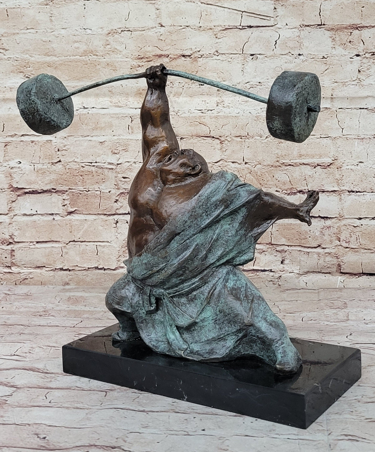 Abstract Weightlifter Powerlifter Athlete Bronze Sculpture by Milo