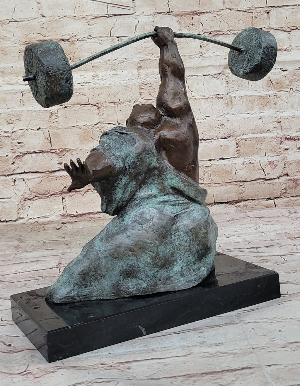 Abstract Weightlifter Powerlifter Athlete Bronze Sculpture by Milo