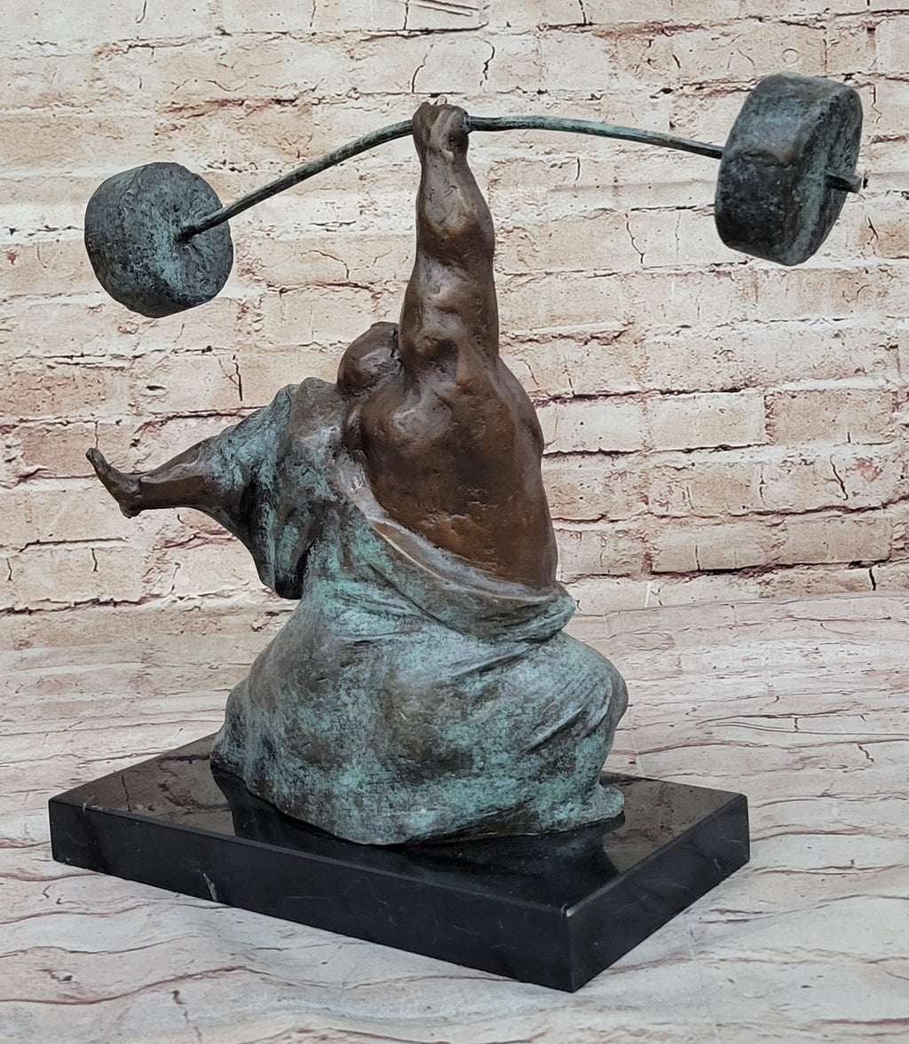 Abstract Weightlifter Powerlifter Athlete Bronze Sculpture by Milo