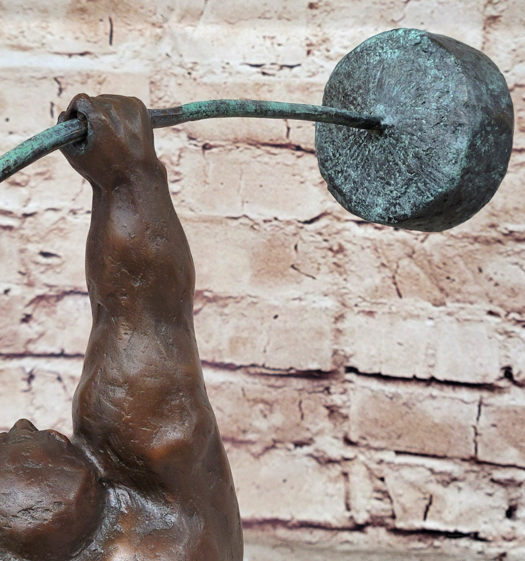 Abstract Weightlifter Powerlifter Athlete Bronze Sculpture by Milo
