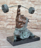 Abstract Weightlifter Powerlifter Athlete Bronze Sculpture by Milo