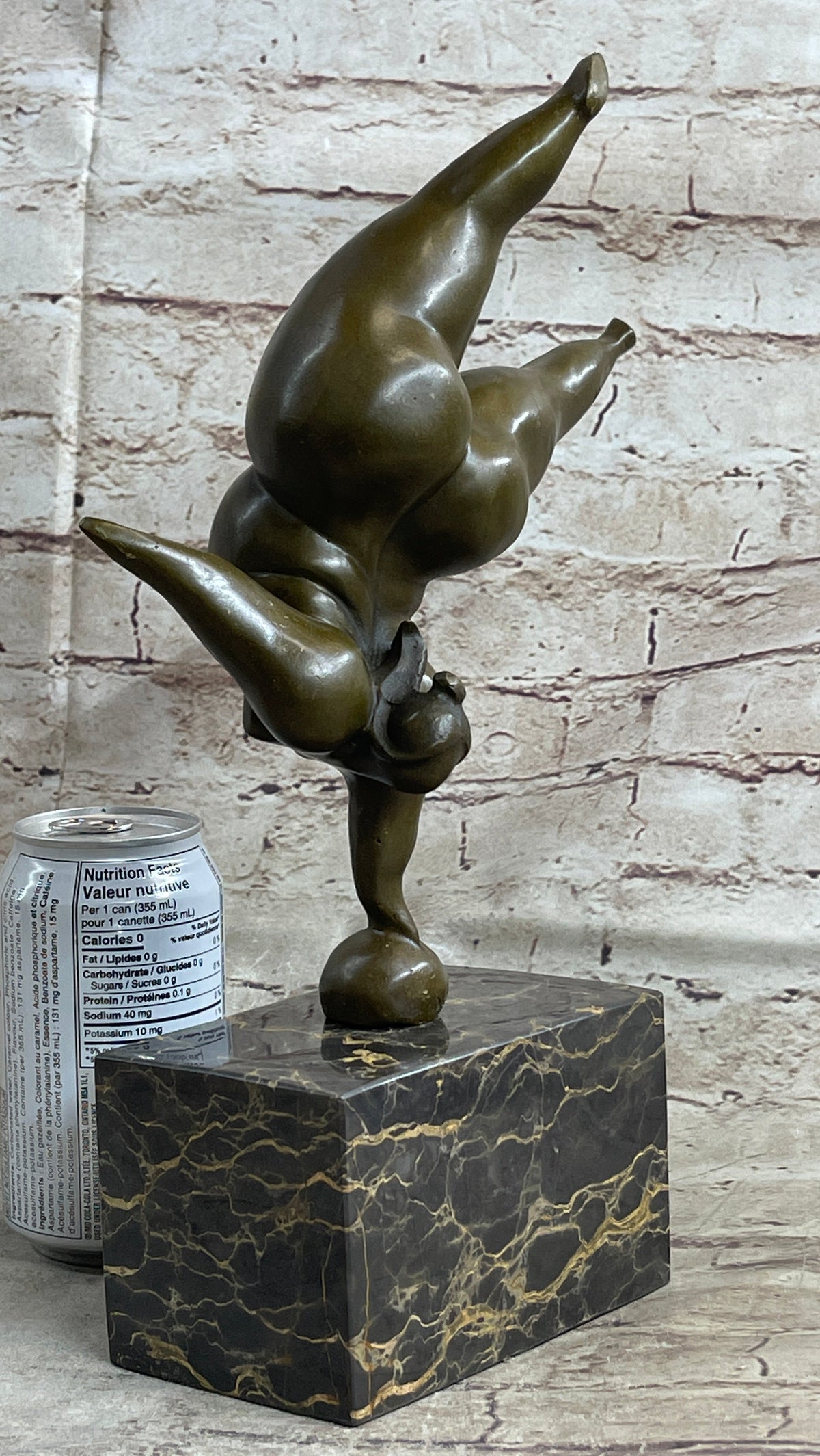Bronze Abstract Gymnast Balancing Sculpture on Marble Base by Milo
