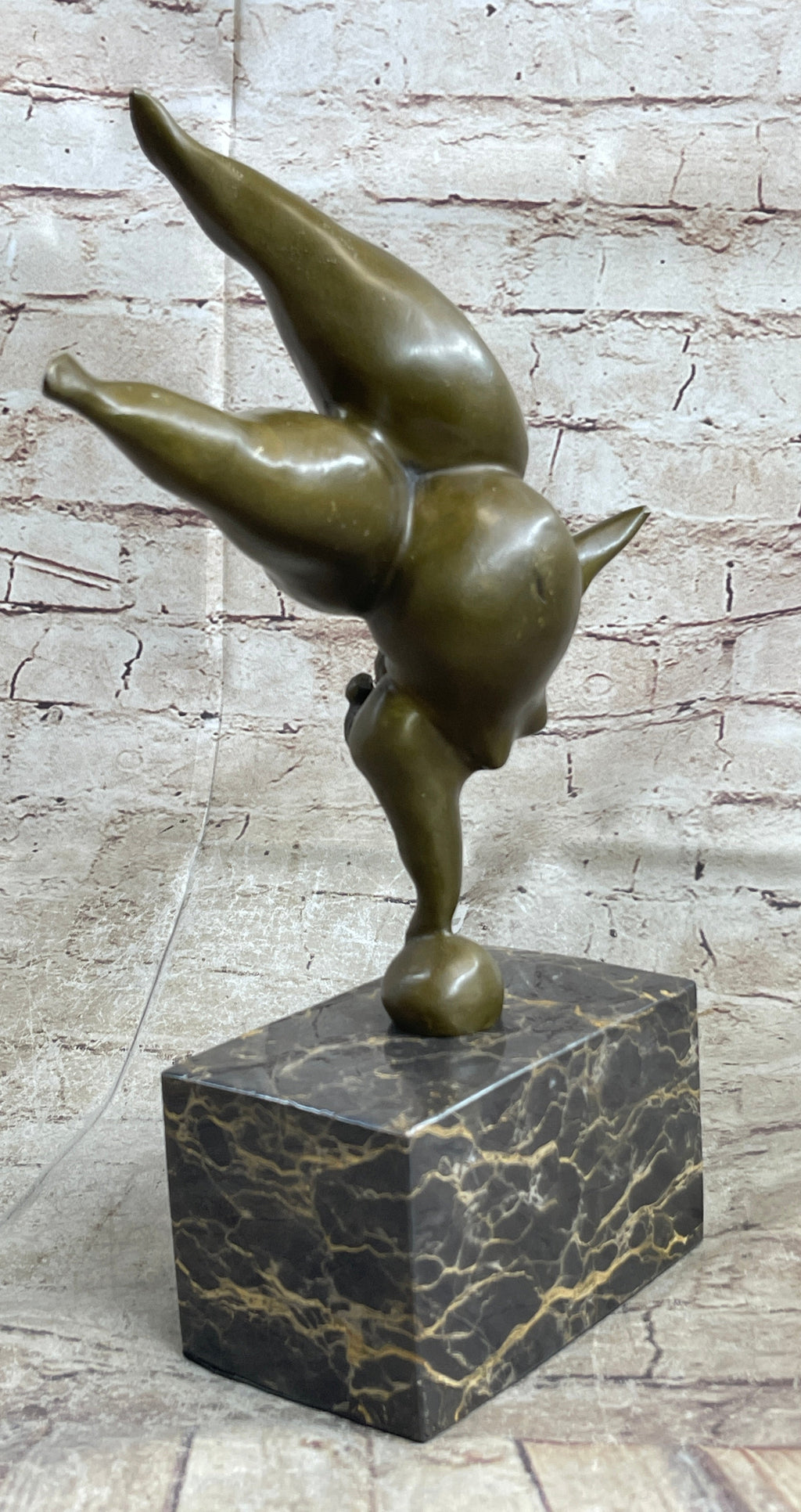 Bronze Abstract Gymnast Balancing Sculpture on Marble Base by Milo