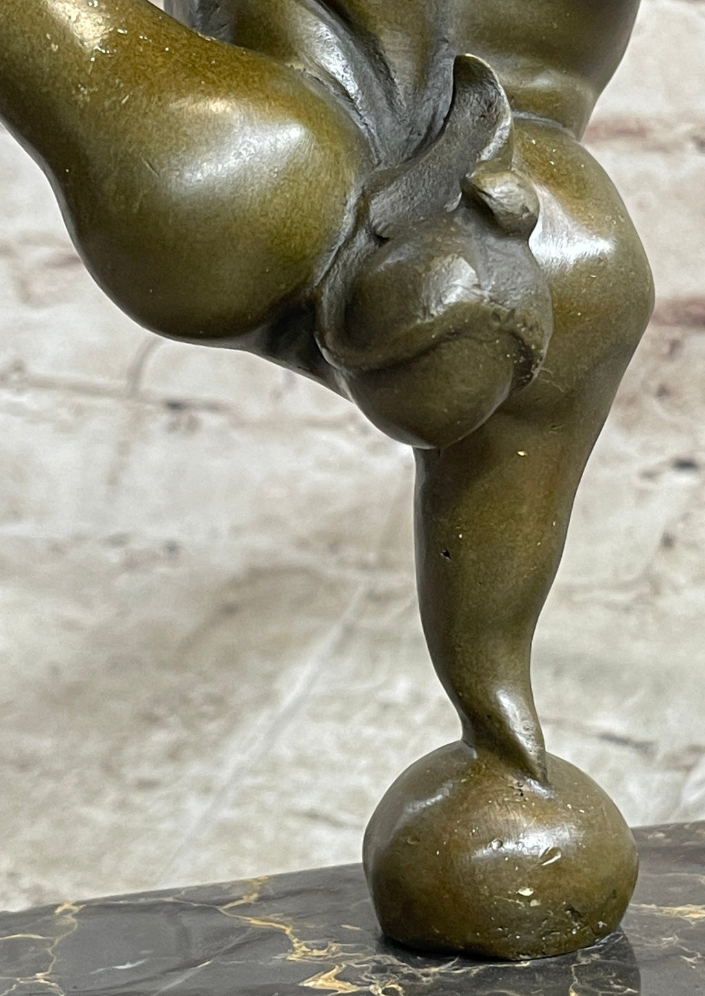 Bronze Abstract Gymnast Balancing Sculpture on Marble Base by Milo