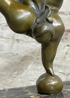 Bronze Abstract Gymnast Balancing Sculpture on Marble Base by Milo