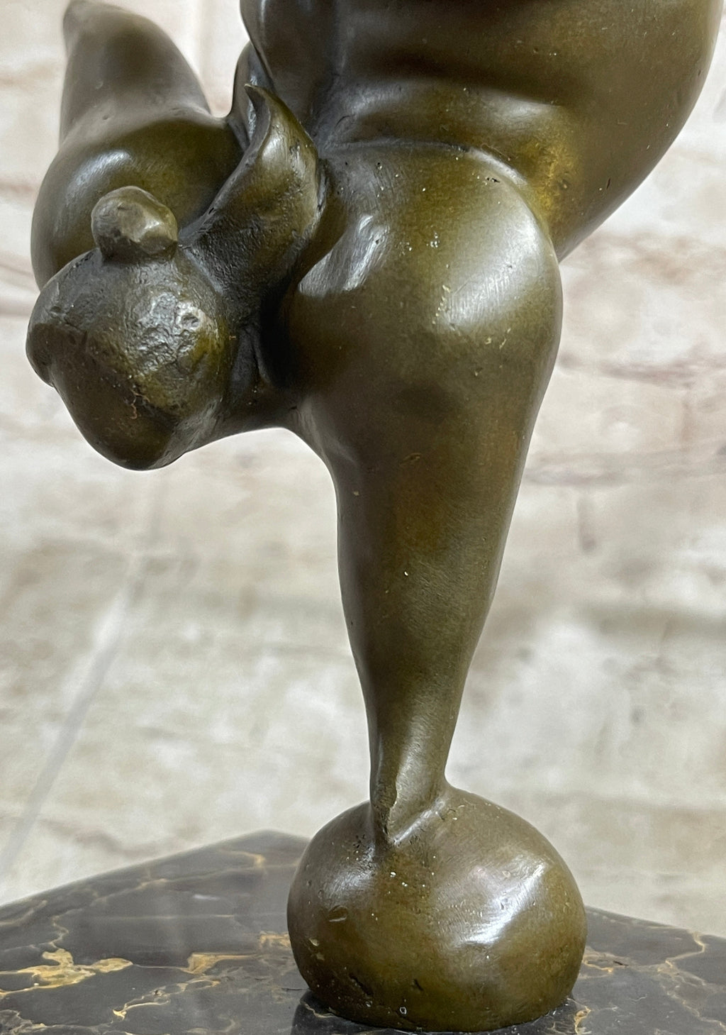 Bronze Abstract Gymnast Balancing Sculpture on Marble Base by Milo