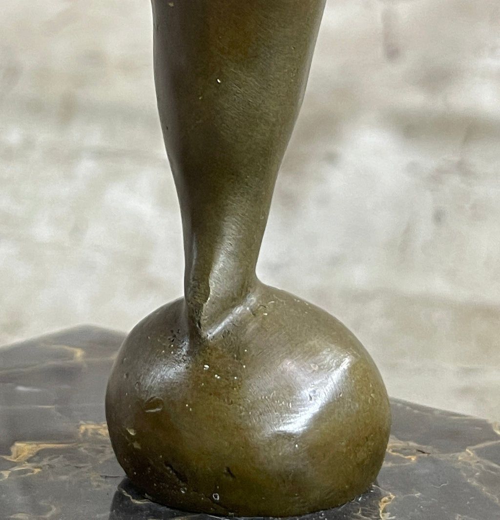Bronze Abstract Gymnast Balancing Sculpture on Marble Base by Milo