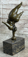 Bronze Abstract Gymnast Balancing Sculpture on Marble Base by Milo