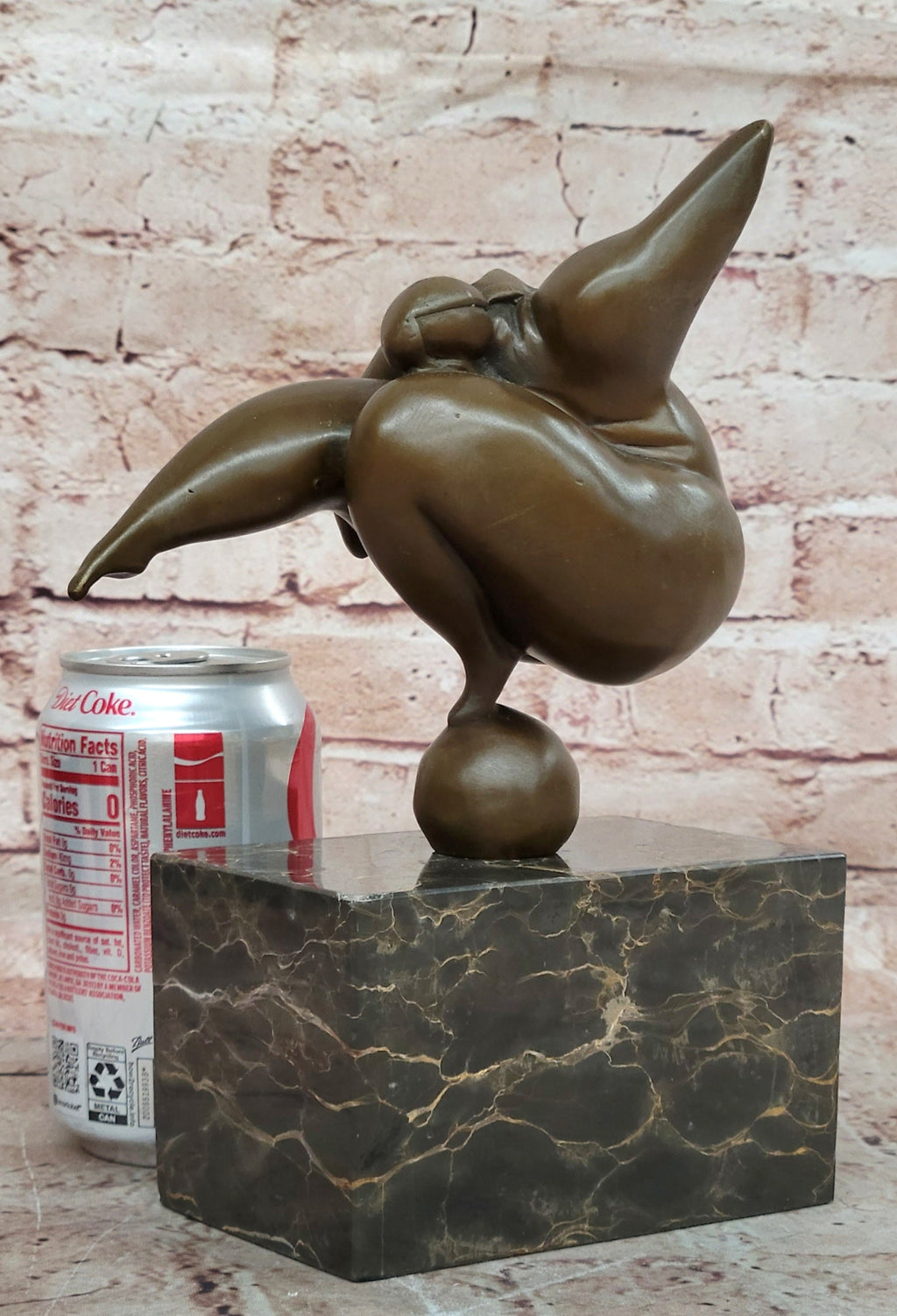 Abstract Bronze Acrobat Sculpture Hand Balance Human Figure Modern Art Marble Base