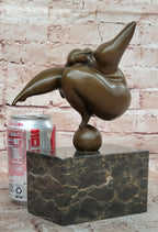 Abstract Bronze Acrobat Sculpture Hand Balance Human Figure Modern Art Marble Base