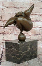 Abstract Bronze Acrobat Sculpture Hand Balance Human Figure Modern Art Marble Base
