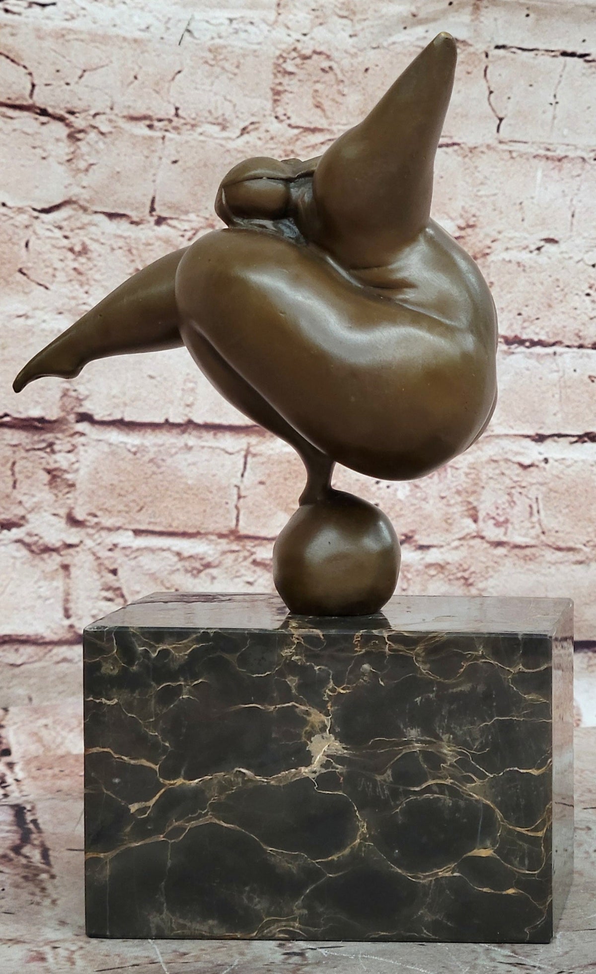 Abstract Bronze Acrobat Sculpture Hand Balance Human Figure Modern Art Marble Base