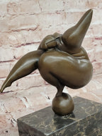 Abstract Bronze Acrobat Sculpture Hand Balance Human Figure Modern Art Marble Base