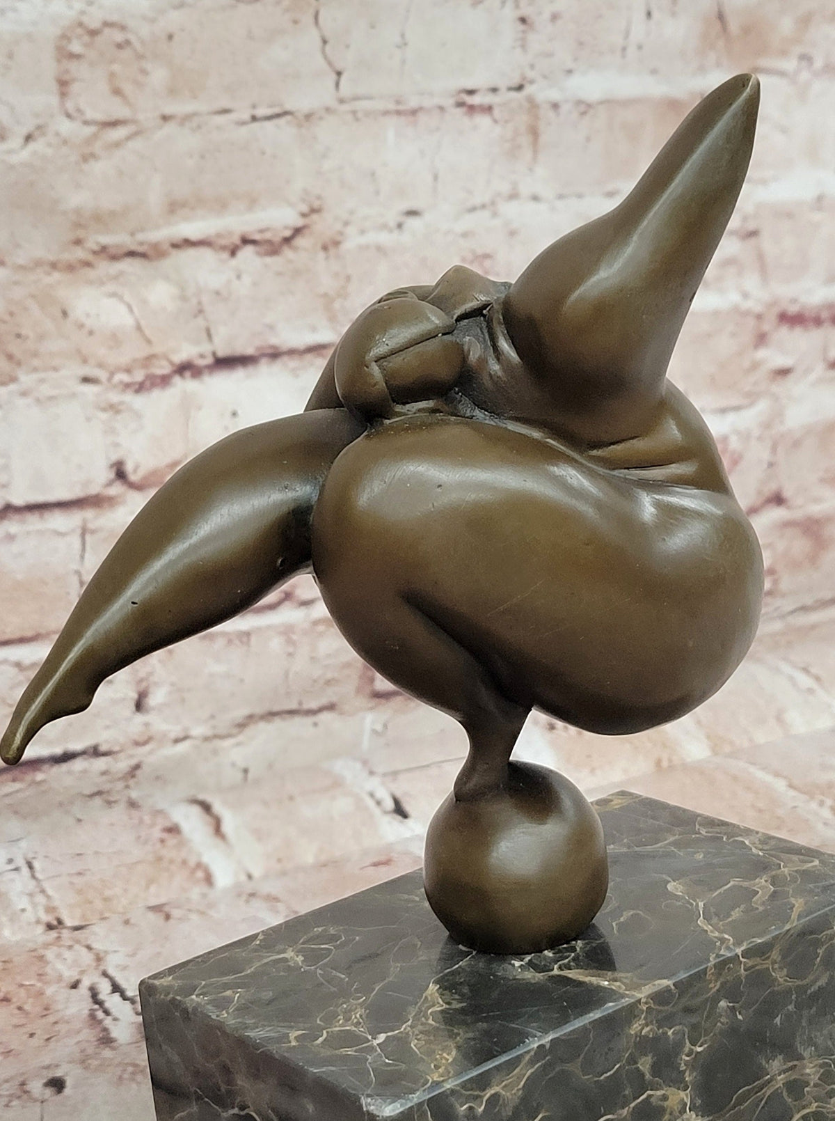 Abstract Bronze Acrobat Sculpture Hand Balance Human Figure Modern Art Marble Base