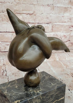 Abstract Bronze Acrobat Sculpture Hand Balance Human Figure Modern Art Marble Base