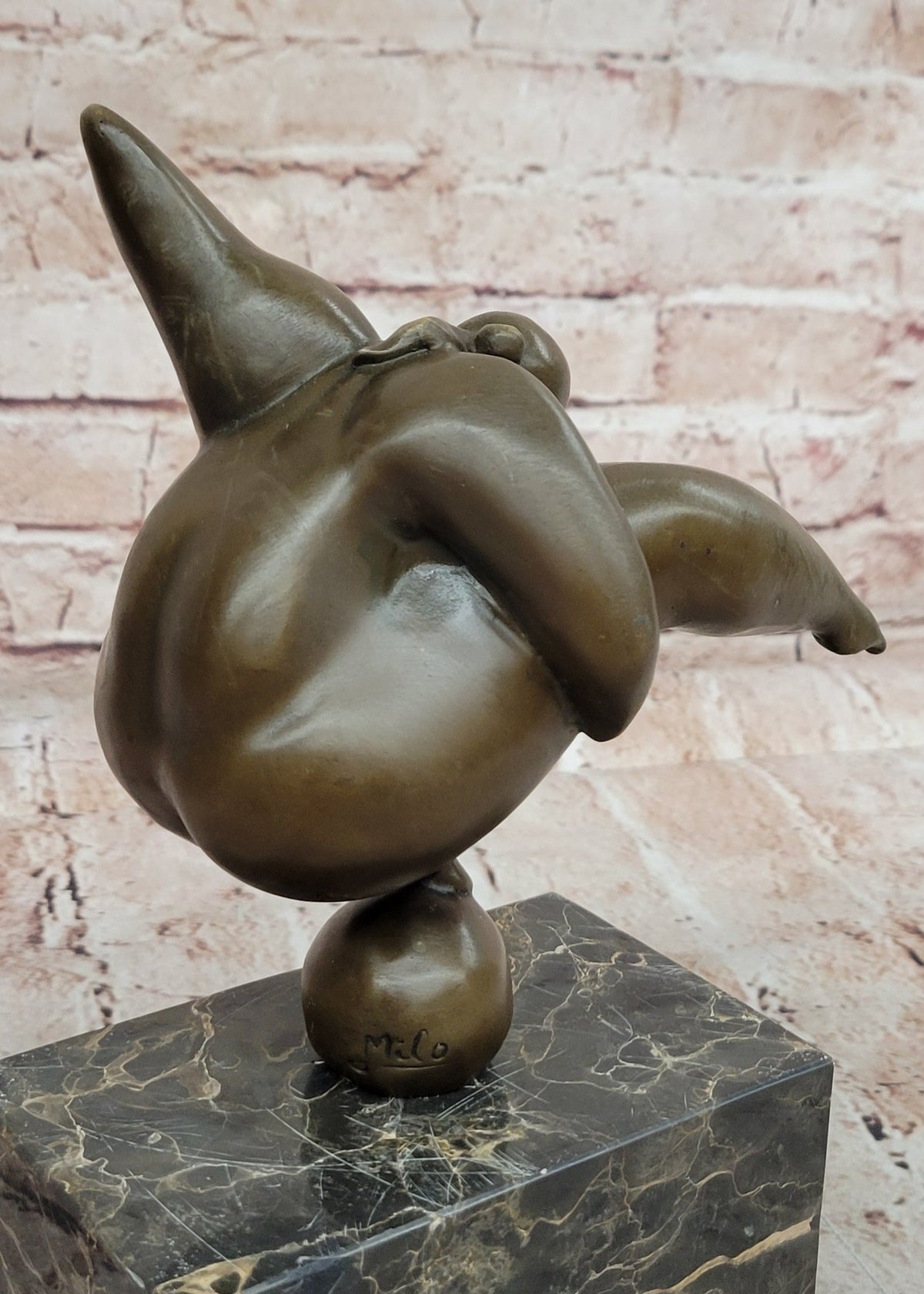 Abstract Bronze Acrobat Sculpture Hand Balance Human Figure Modern Art Marble Base