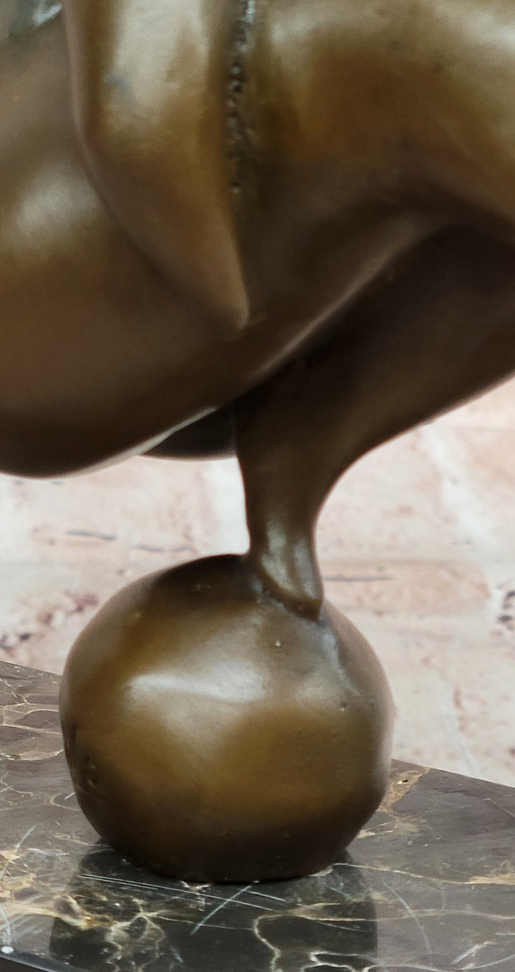 Abstract Bronze Acrobat Sculpture Hand Balance Human Figure Modern Art Marble Base