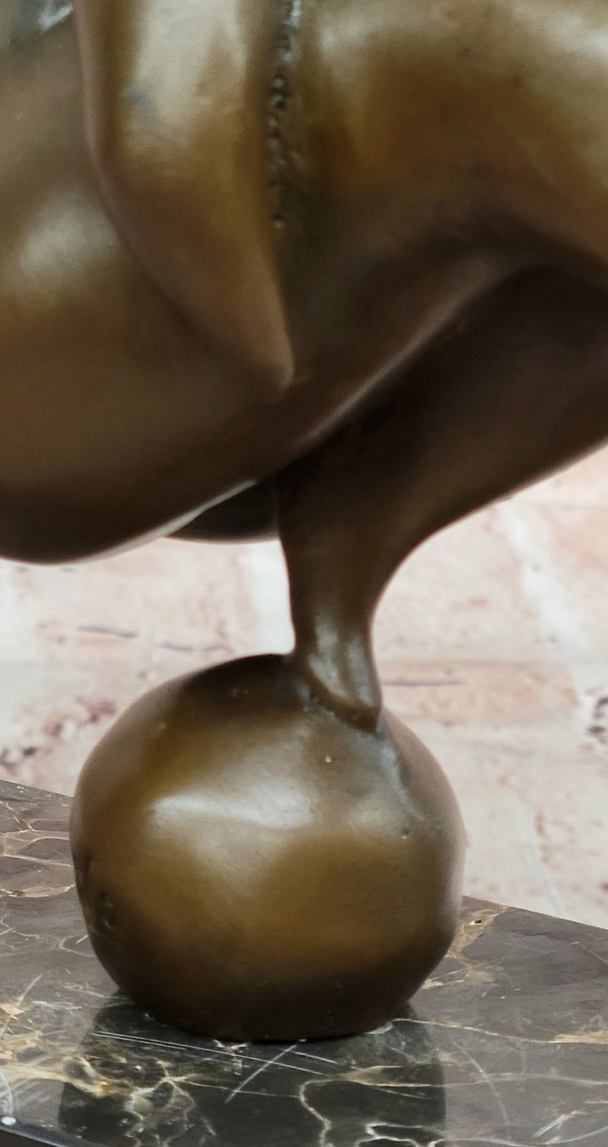 Abstract Bronze Acrobat Sculpture Hand Balance Human Figure Modern Art Marble Base