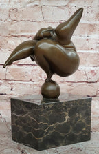 Abstract Bronze Acrobat Sculpture Hand Balance Human Figure Modern Art Marble Base