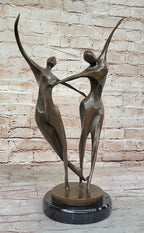 Dancing Couple Pair Romantic Abstract Modern Art Bronze Sculpture by Milo