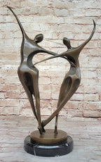 Dancing Couple Pair Romantic Abstract Modern Art Bronze Sculpture by Milo