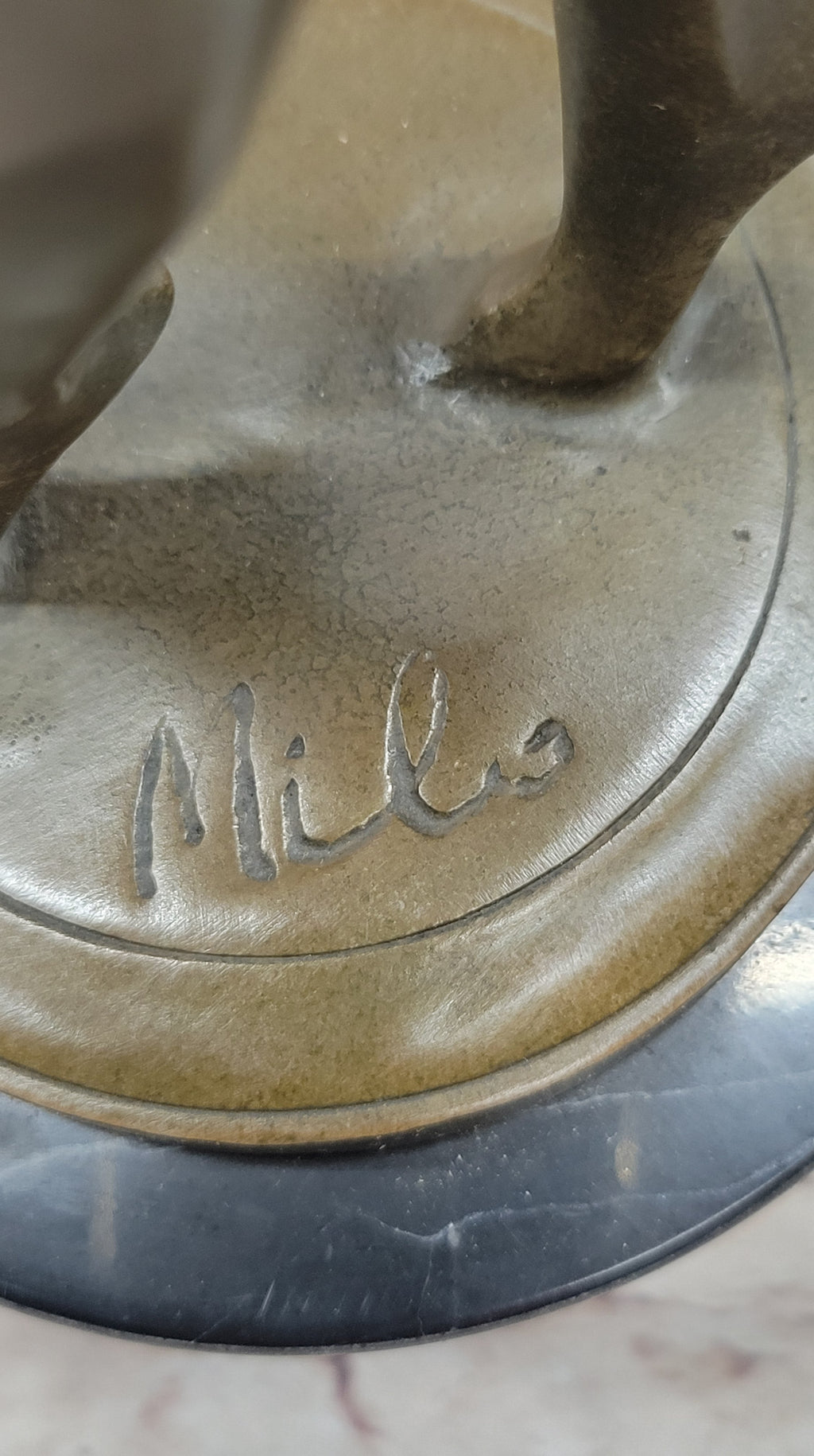 Midcentury Modern Abstract Art Human Dancer Figure Bronze Sculpture on Marble Base